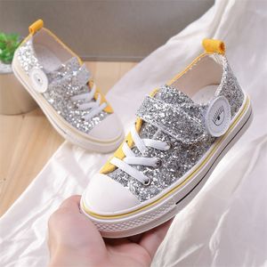 Barn kanfas skor tjejer barn skor glitter sneakers vårhöst skor toddler baby flicka högsta sportskor. LJ201202