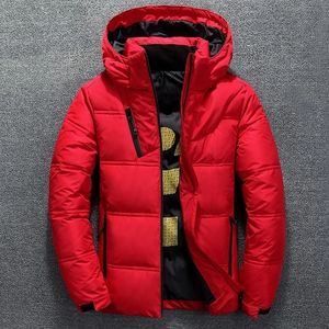 Zima Ciepła Mężczyźni Kurtka Płaszcz Casual Jesień Stojak Collar Puffer Gruby Kapelusz Biała Kaczka Parka Męska Męska Zima W Dół Kurtka Z Kapiszonem 201199