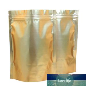 100Pcs Foglio di alluminio dorato Stand Up Packaging Borse autosigillanti Conservazione degli alimenti Doypack Sacchetti richiudibili con cerniera