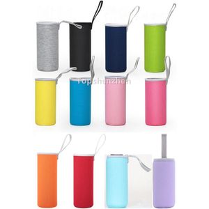 Tazze Manici Borse per bottiglie d'acqua in neoprene multicolore Custodia Custodia Hoder per bottiglie di vetro da 12 once / 18 once Tazze per thermos in metallo in acciaio inossidabile isolate sotto vuoto