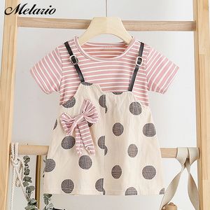 MELARIO Bebê Dress Recém-nascido Criança Meninas Verão Tutu Vestido Crianças Bebé Menina Impressão Princesa Vestidos Sundress Chapéus 2 Pcs Roupas LJ200827