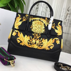Kvinnor lyx handväskor plånbok äkta läder designers tote bag mode klassisk axelväska avtagbar bredband guld hasp lås två storlek