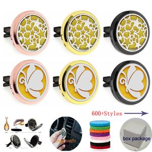 600+ DESIGNS 30mm Rose gold Black Aromatherapy Essential Oil Diffuser Locket Magnet Opening Car Air Freshener With Vent Clip(Free 10 felt pads)W2