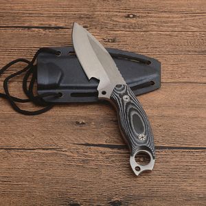 Oferta specjalna Survival Outdoor Survival Prosto Nóż myśliwski 9Cr18mov Satin Drop Point Blade Full Tang Micata Uchwyt Stałe Noże Ostrza z Kydex