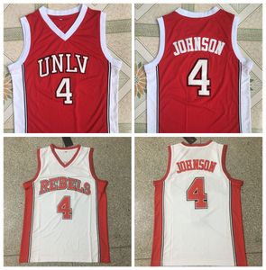 Vintage University of Nevada Las Vegas Larry Johnson College Maglie da basket UNLV # 4 Camicie cucite rosse S-XXL