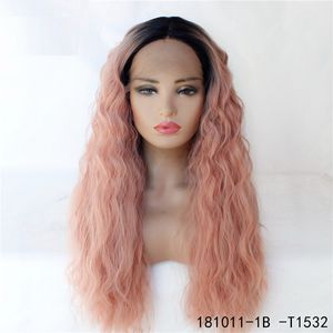 Ombre Color Synthetic Remy Hair Lace Front Wig HD Transparent Lace Frontal Simulation Human Hair Wigs 181011-1B-T1532