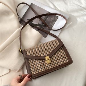 Women Daily Casual Plaid Pattern Shoulder Crossbody Bags Vintage Flap Envelope PU Leather Fashion Female Messenger Bags Handbag