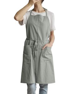 New Nordic wind Adult unisex cotton linen apron bib Coffee shops and flower shops work cleaning aprons for woman smock Wholesale LJ200815