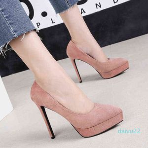 2759-7 Sexy apontou saltos altos camurça nightclub impermeável plataforma feminina sapatos fino saltos rasos sapatos fino mulheres