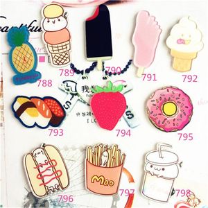 Pins, broches por atacado- 1 pc harajuku bonito acrílico sushi donuts cereja broche pino mulheres meninas crachá lenço colar saco broche presentes de lembrança broche