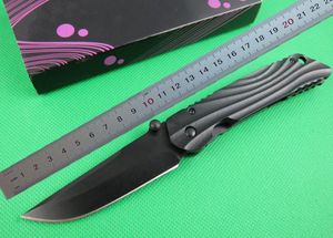 1 PCS Top Quality Survival Faca dobrável 5Cr15Mov Black Titanium Revestido Drop Point Blade Knifes EDC Bolso Facas de Postas