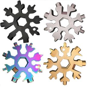 18-in-1 Snowflake Multi-Tool Multitool in acciaio inossidabile Combinazione di carte Compatto Apribottiglie portatile Regali per lui Marito Uomo Fidanzato