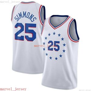 Maglia da uomo Ben Simmons # 25 cucita su misura Bianco grigio blu rosso Maglie da basket Uomo economico Donna Gioventù