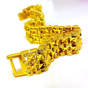 Bracciale largo 18 carati oro giallo riempito bracciale da uomo catena regalo di moda