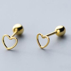 Stud coreano moda S925 argento orecchino oro colore oro orecchini a forma di cuore carino per le donne regalo 925 sterling