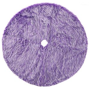 Christmas Decorations 78cm/120cm Tree Skirt Purple High Quality Non-woven Long Hair Decoration 2021 Year Gift1