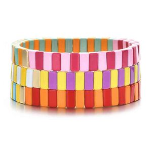 Rainbow Armband DIY. großhandel-Design DIY Perlen Emaille Fliesen Armband Pulseras Mujer Moda Armbänder Schmuck Frauen Bibklik Boho Rainbow Armband