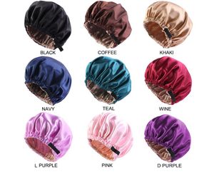 New Silk Satin Bonnet Night Sleep Cap Hat per le donne Fashion Adustable Pure Colour Wear Copricapo per bellissimi accessori per capelli