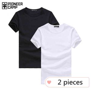 Pioneer Camp 2-pack Sommar T-shirt Män 100% Bomull Solid Brand-Kläder Kortärmad T-shirt Male Casual Herrkläder G1229