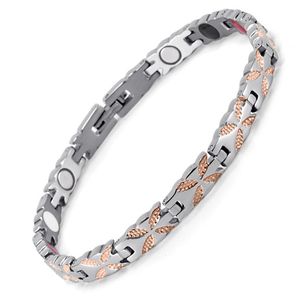 Gioielli da donna Bracciale bioenergetico magnetico curativo in acciaio inossidabile in oro rosa per bracciali accessori da donna