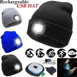 Unisex Led Beanie Hat со светом, 13 цветов подарки для мужчин папа его и женщины USB аккумуляторная зимняя вязка освещенная фара
