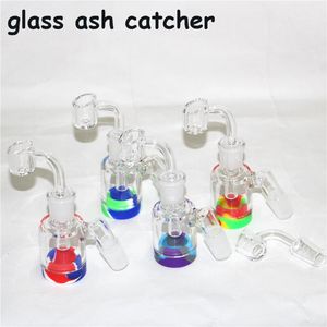 Hookahs 14mm 18mm tjock Pyrex Bubbler Ash Catcher 45 90 graders glas Ashcatcher Water Pipes Nectar för Bong