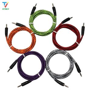 Durable Aux Cable 3.5mm Jack Nylon Flätad ljudkabel Man till Male Aux Cord för iPhone Samsung för högtalare Partihandel