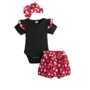 Baby Girls Polka Dots Sets 1 2 Years Old Birthday Party Costume Romper Tops Shorts Pants 3PCS Infant 12M 24M Clothing Outfits 2352 V2
