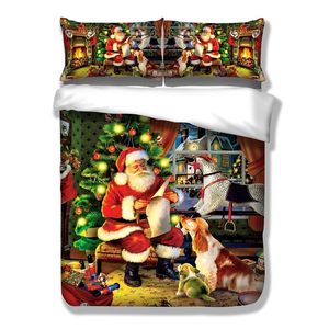 Wongsbedding Christmas Duvet Cover Set HD Print Xmas Present Santa Claus Bedding Set Twin Full Queen King Size 3pcs sängkläder 201114