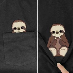 PLstar Cosmos T Shirt summer pocket Sloth I Do What I Want printed t-shirt men for women shirts tops funny cotton black tees G1222