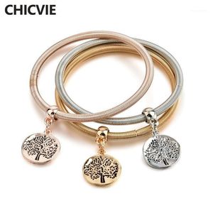 Charm Armband Chicvie 3 PCS/Set Custom Hollow Tree of Life Bangles Charms för smycken Making Women Plant Arbelet SBR1701171