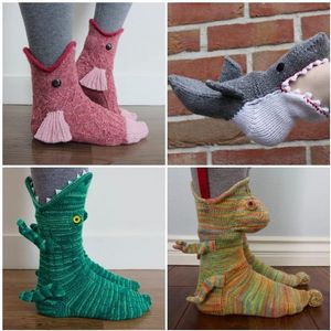 Wholesale shark party supplies resale online - Christmas socks shark chameleon crocodile knit socks cute unisex winter warm floor thickened sock New Year gifts Party Supplies