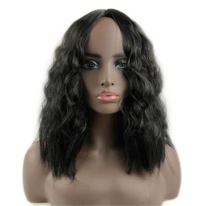 18 polegadas ondulada ondulada peruca sintética simulação cabelo humano perucas de cabelo para mulheres preto e branco pelucas para mujer k11