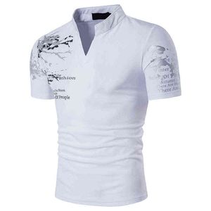 링 샤이트 여름 새로운 남성 패션 짧은 소매 스탠드 칼라 티셔츠 G1222