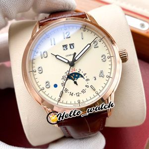 Nowy 5396R-012 Kalendarz wielkich komplikacji Automatyczna męska zegarek Rose Gold Case White Dial Faza Księżyc zegarki brązowe skórzane hwpp he2279