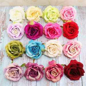 Wysokiej Jakości Duże Kędzierzawy Rose Head Handmade DIY Fałszywy Kwiat Jedwabny Tkanina Nadaje Dla Party Wedding Kwiaty Walentynki