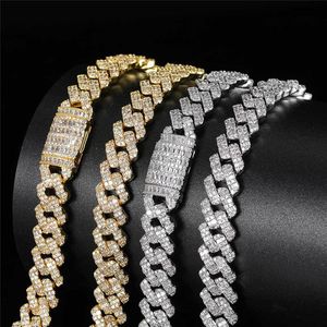 10mm Diamond Cuban Necklace Kedja Iced Out Round Square Cz Stone Cuban Chain Gold Silver Plated Mens Hip Hop Smycken
