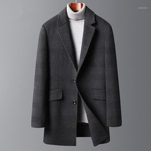 Misto lana da uomo Autunno e inverno Piumino Cappotto di lana double face spesso Giacca in cashmere da uomo Cappotto di media lunghezza1