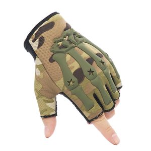陸軍戦術手袋メンズナックルフィンガーレス手袋防止自転車シューティングペイントボールモーターハーフフィンガーグローブ