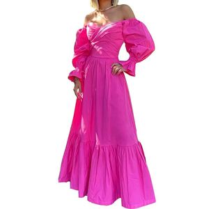 Túnicas Vintage. venda por atacado-Mulheres elegante vintage vestidos cor sólida moda túnica festa uma linha maxi vestido fd417