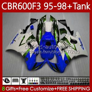 Karosseri för Honda + Tank 600FS CBR600F3 600CC 1995-1998 Kropp 64NO.228 CBR 600 Blue Green CBR600 F3 FS CC 600F3 95 96 97 98 CBR600FS CBR-600 1995 1996 1997 1998 FAIRING