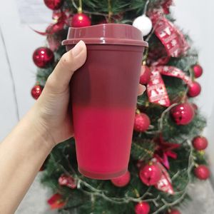 16 oz couleur changeante tasse eau chaude magique en plastique gobelets réutilisables avec couvercle chopes à bière tasses à café CYZ2926 50 pcs