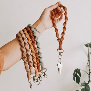 Chave de algodão criativo Chaveiro tecida chaveiros para mulheres pulseira boho boco acessórios chaveiros chaveiro cinta de pulso trançada