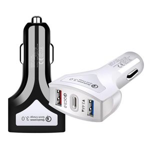 New Phone Charger QC3.0+3.4A+PD 3 USB 35W Fast CarCharger MobilePhone Adapter For Samsung Xiaomi Huawei iPhone Smart Phones