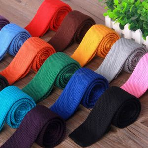Knitted Flat End Neck Ties Skinny Knit Wrap business suit necktie Fashion Accessories for Women Men