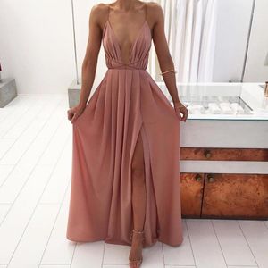 Sexy tiefes V-Blumen-Chiffon-Maxikleid, böhmisches Vorderteil, ärmellos, rückenfrei, Frauen, Vestidos, Robe, langer Sommer, Strand, Sommerkleid1