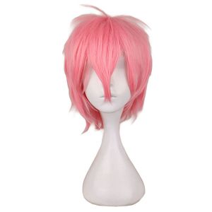 Short Pink Hair Cosplay Wigs Male Halloween Costume Party City High Temperature Synthetic Hair Fiber 30 cm Hair Human Wigs