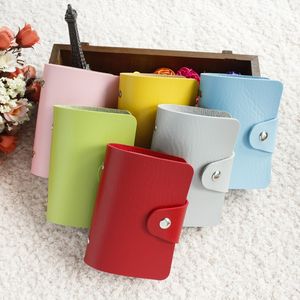 300pcs 24 Position Business Credit ID Card Holder Bags Leather Strap Buckle Bank Solid Color Holder Card Wallet Card Case