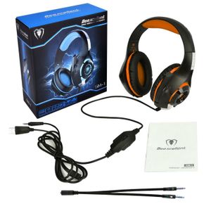 Beexcellent GM-1 Gaming-Kopfhörer mit Mikrofon, LED-Licht, Stereo-Game-Headset, 3,5 mm kabelgebundener USB-Stirnband-Kopfhörer für PC/PS4-Spieler