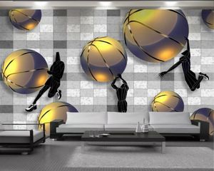 Złota tapeta Złota Koszykówka 3D Tapety Salon Sypialnia Tło Tło Ściana Dekoracyjna Luksusowa 3d Tapeta